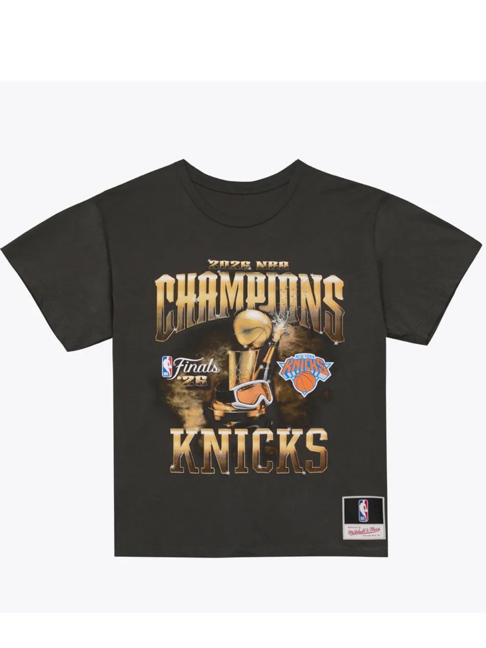 New York Knicks Mitchell & Ness 2026 NBA Finals Champions T-Shirt - Black - NWT